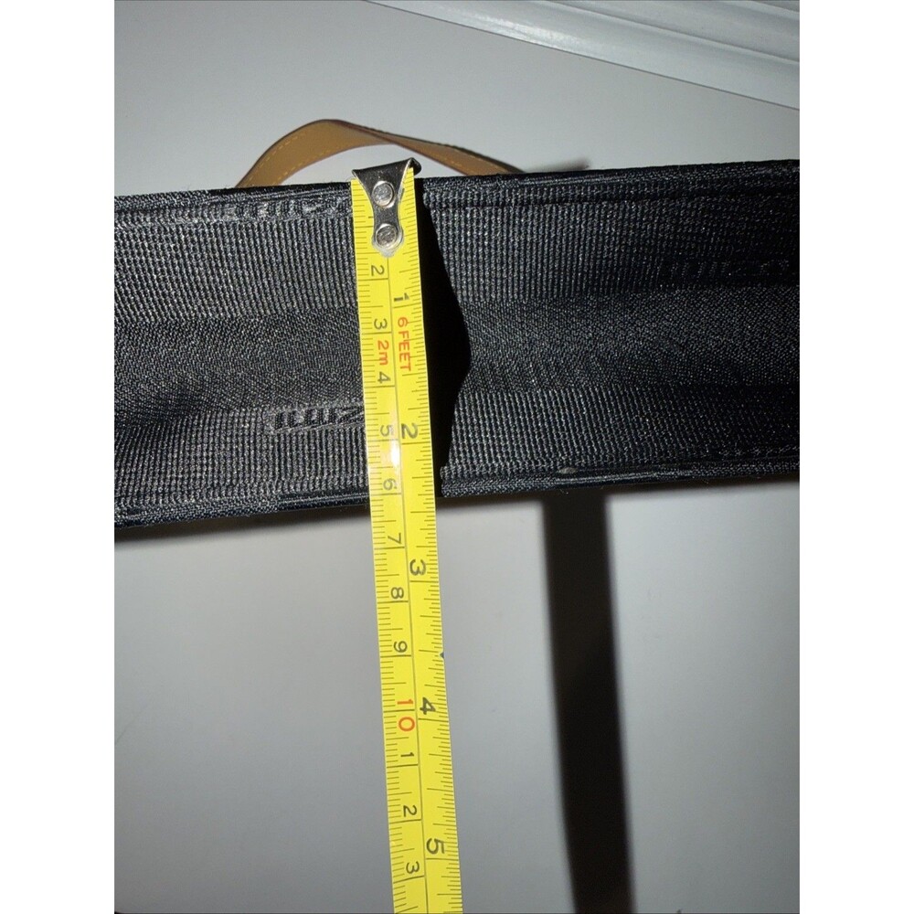 Vintage Purse Striped Briefcase Satchel Bag Canvas Handle Strap Black Tan - Picture 11 of 13